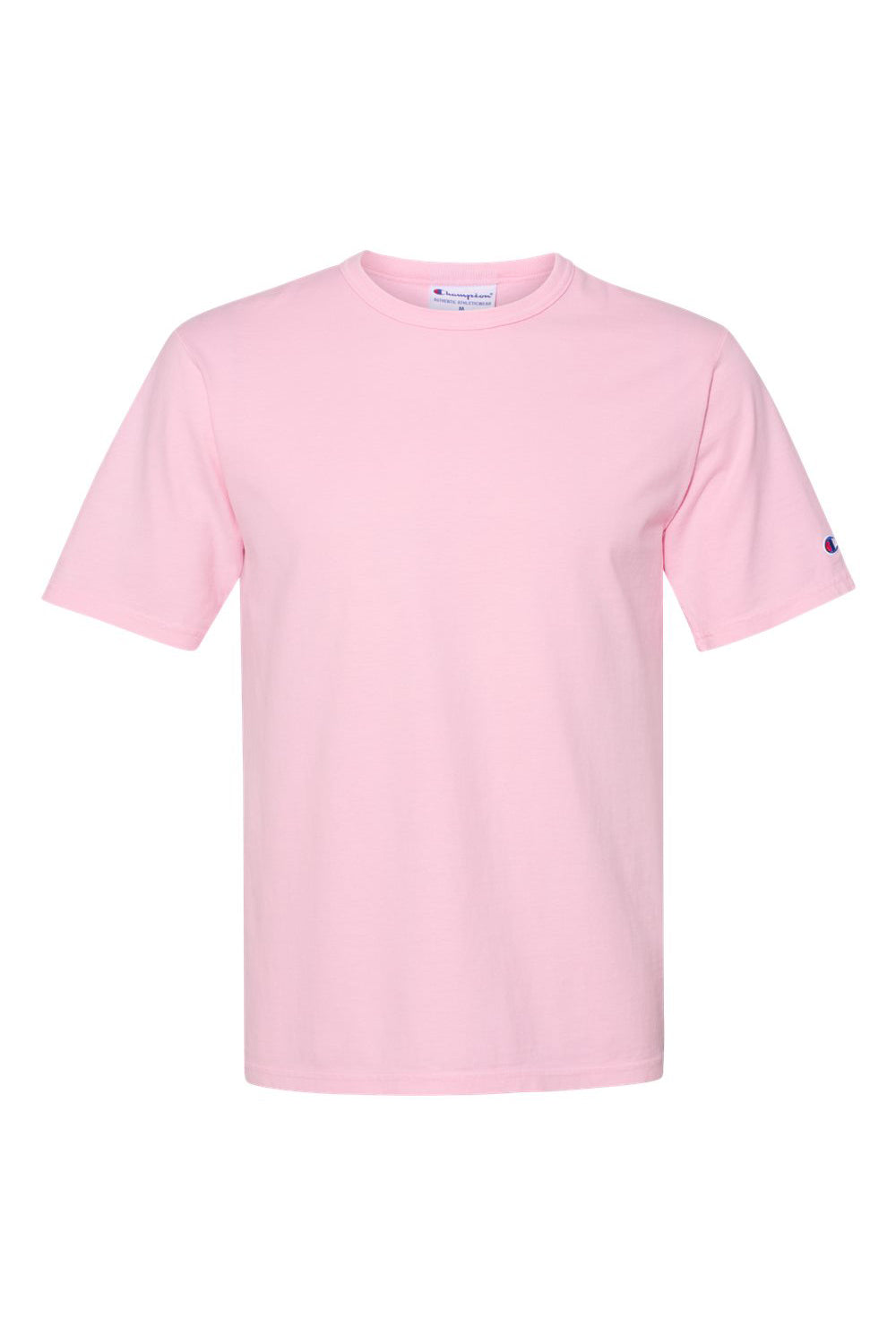 Champion CD100 Mens Garment Dyed Short Sleeve Crewneck T-Shirt Candy Pink Flat Front