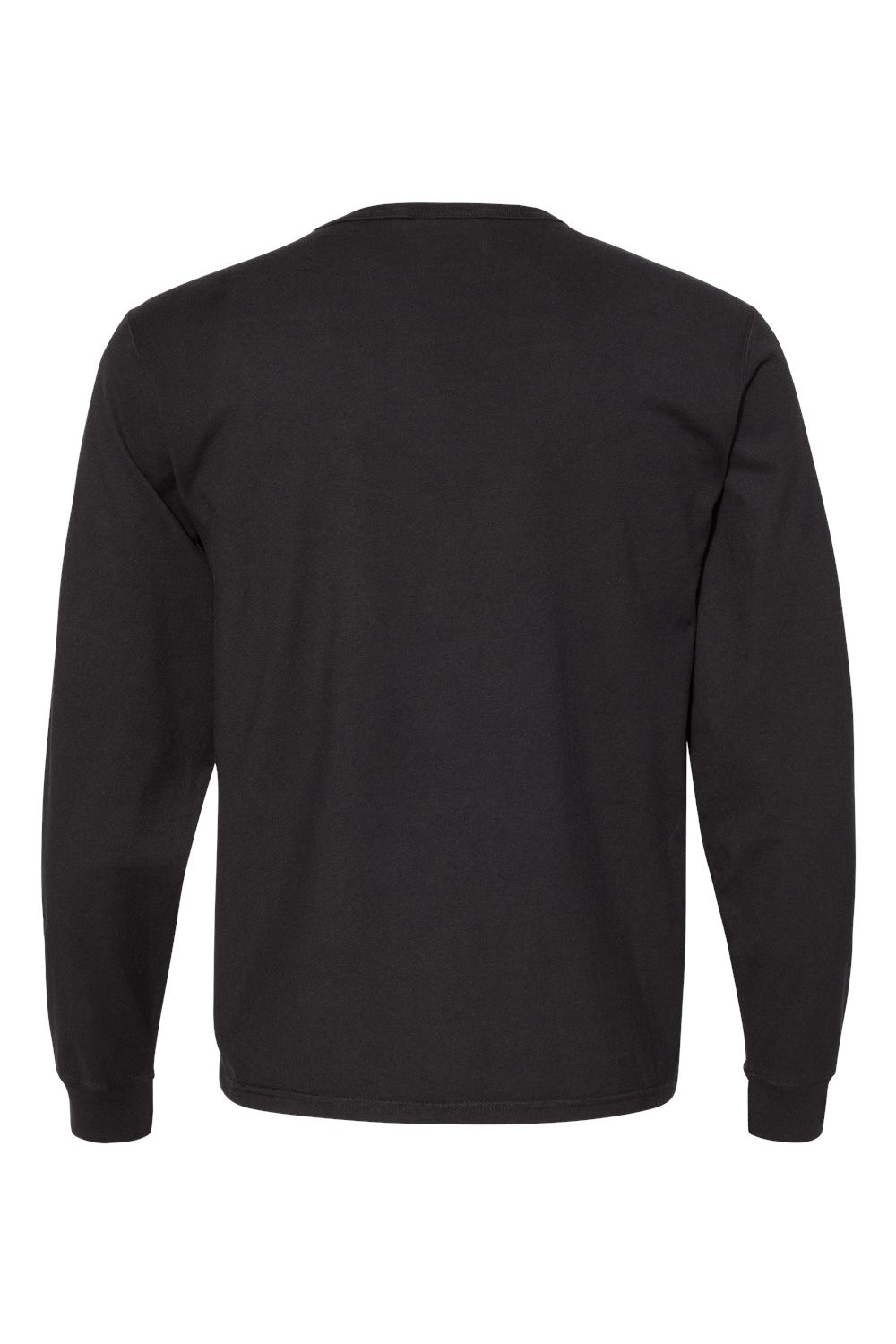 Champion CD200 Mens Garment Dyed Long Sleeve Crewneck T-Shirt Black Flat Back