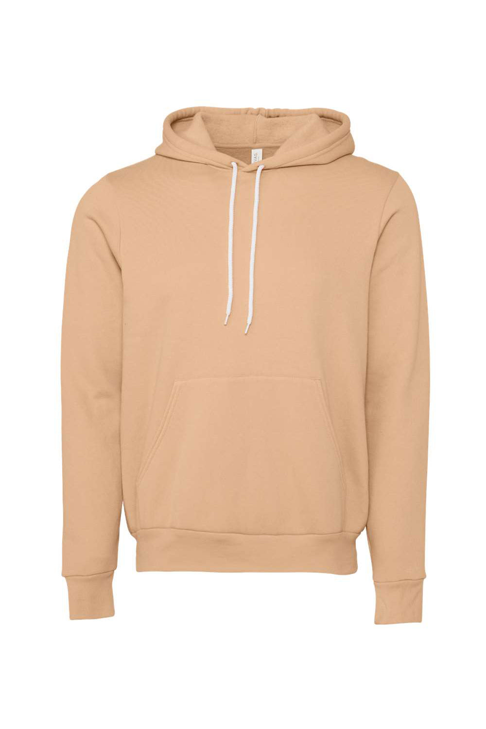 Bella + Canvas BC3719/3719 Mens Sponge Fleece Hooded Sweatshirt Hoodie Heather Sand Dune Flat Front