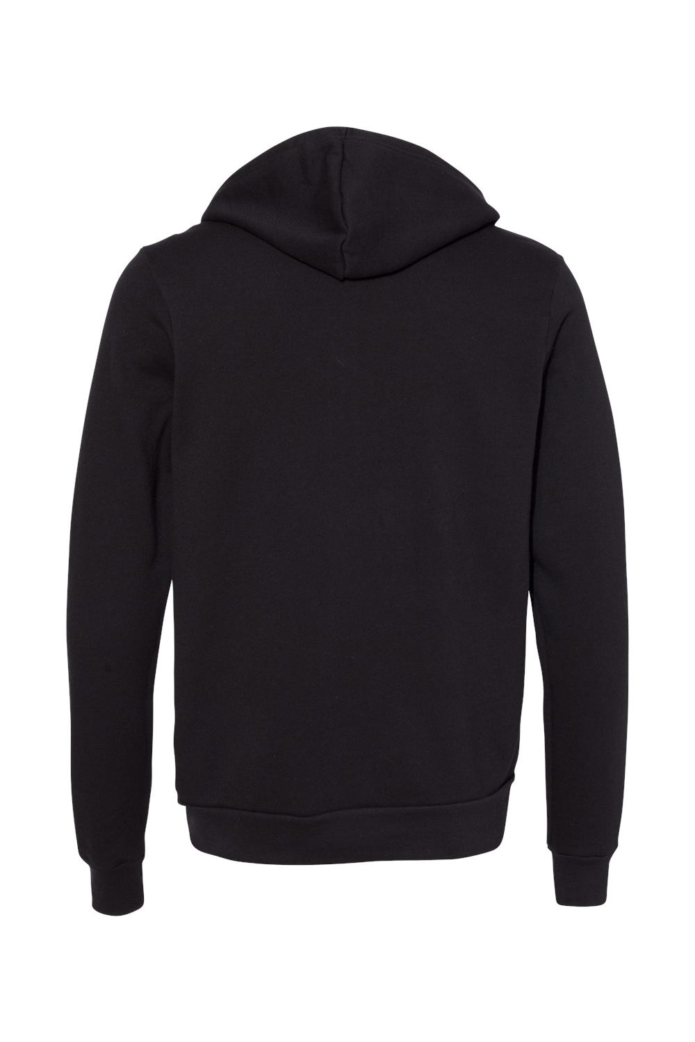 Bella + Canvas BC3739/3739 Mens Fleece Full Zip Hooded Sweatshirt Hoodie DTG Black Flat Back