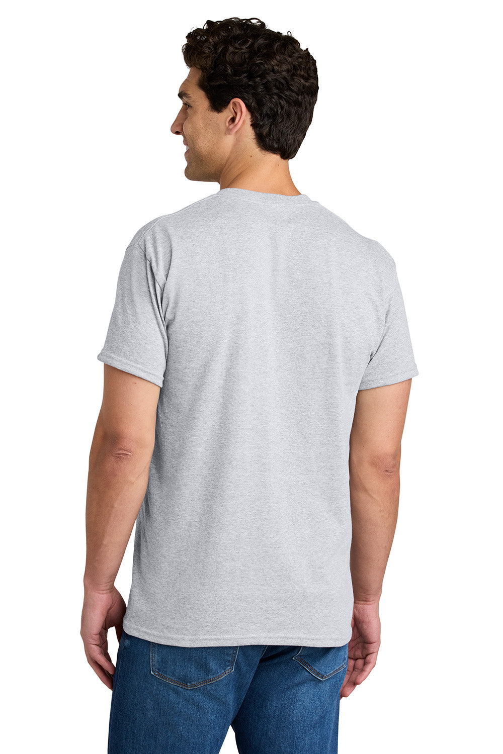 Gildan 8300/G830 Mens DryBlend Moisture Wicking Short Sleeve Crewneck T-Shirt w/ Pocket Ash Grey Model Back