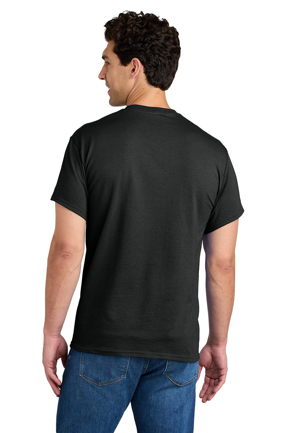 Gildan 8300/G830 Mens DryBlend Moisture Wicking Short Sleeve Crewneck T-Shirt w/ Pocket Black Model Back