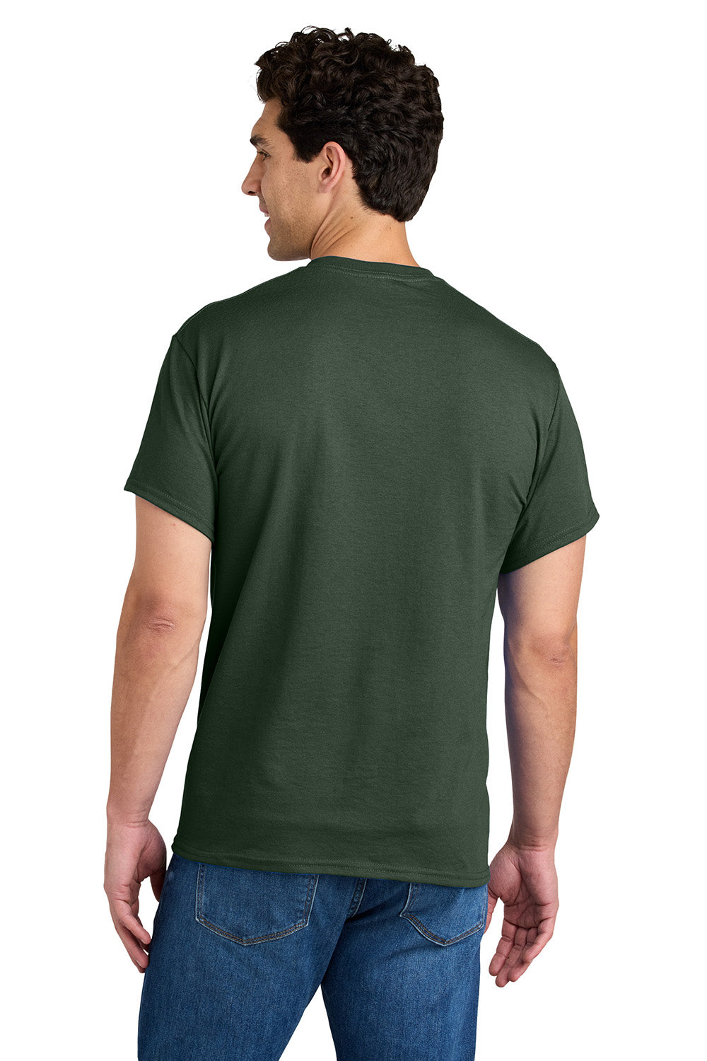 Gildan 8300/G830 Mens DryBlend Moisture Wicking Short Sleeve Crewneck T-Shirt w/ Pocket Forest Green Model Back