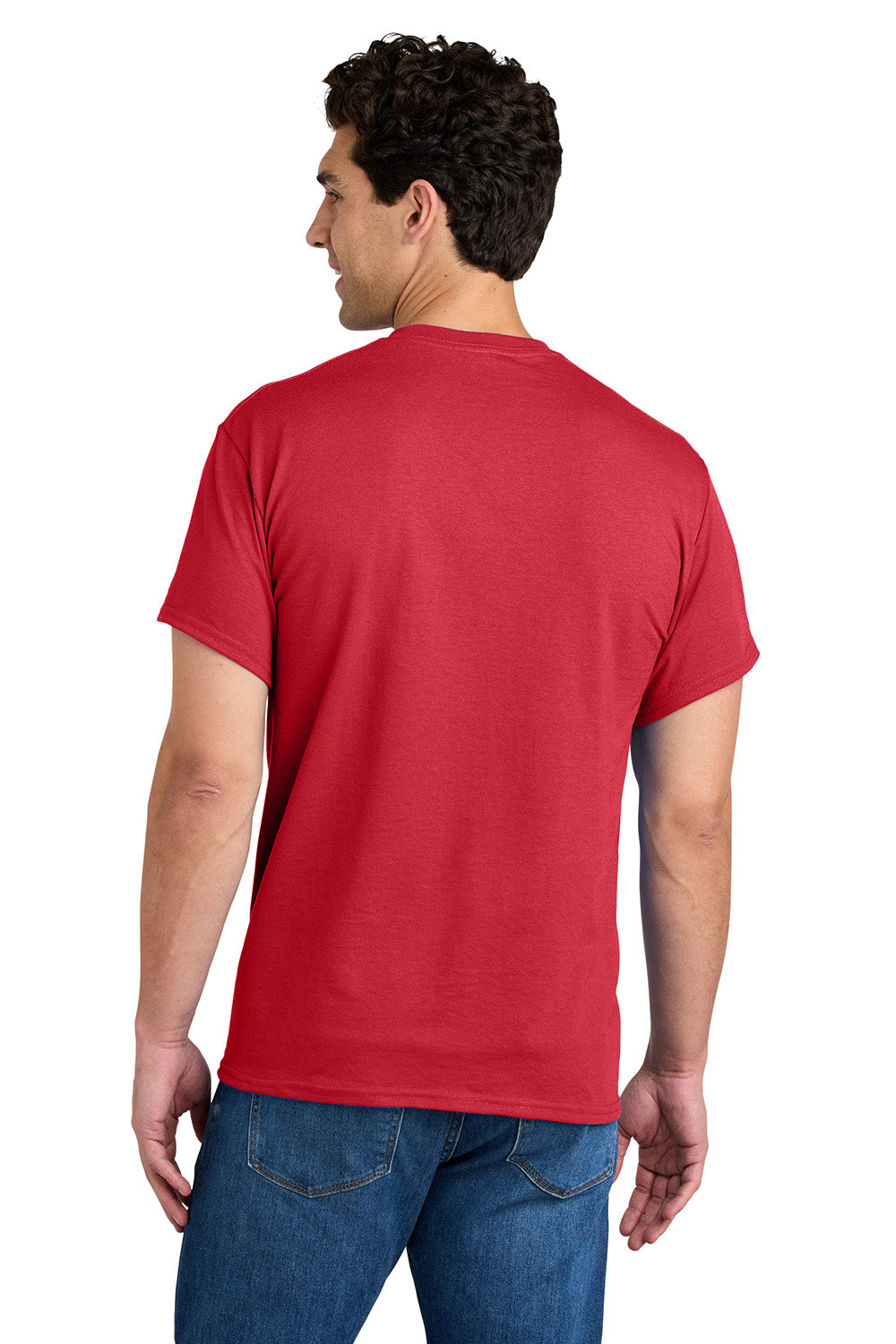 Gildan 8300/G830 Mens DryBlend Moisture Wicking Short Sleeve Crewneck T-Shirt w/ Pocket Red Model Back