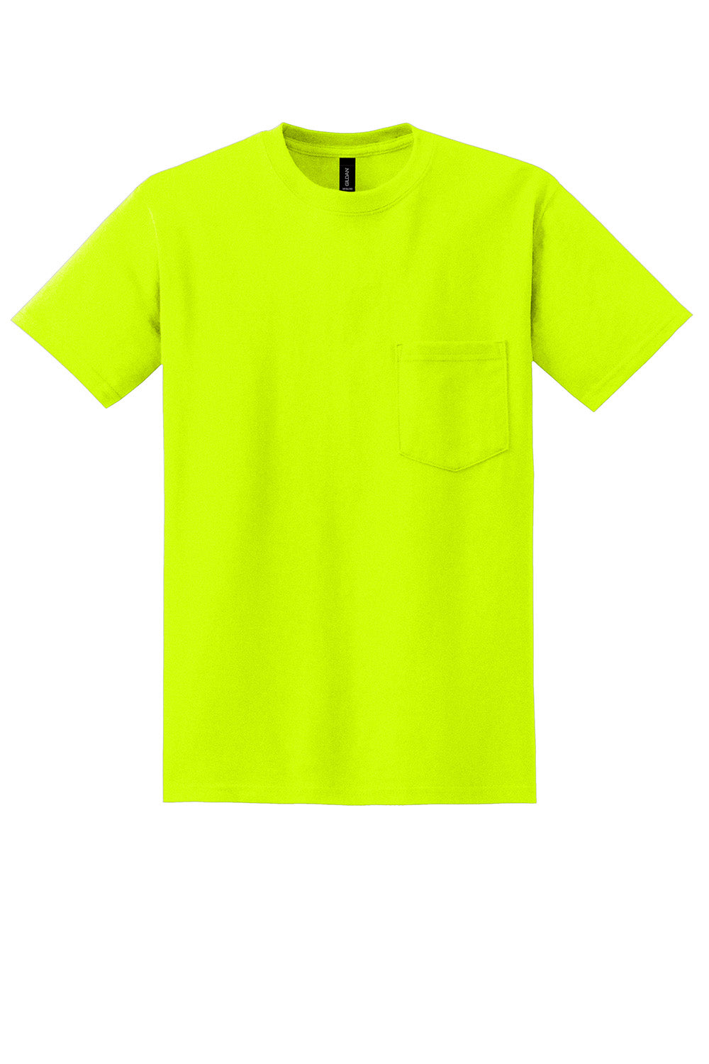 Gildan 8300/G830 Mens DryBlend Moisture Wicking Short Sleeve Crewneck T-Shirt w/ Pocket Safety Green Flat Front