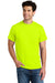 Gildan 8300/G830 Mens DryBlend Moisture Wicking Short Sleeve Crewneck T-Shirt w/ Pocket Safety Green Model Front