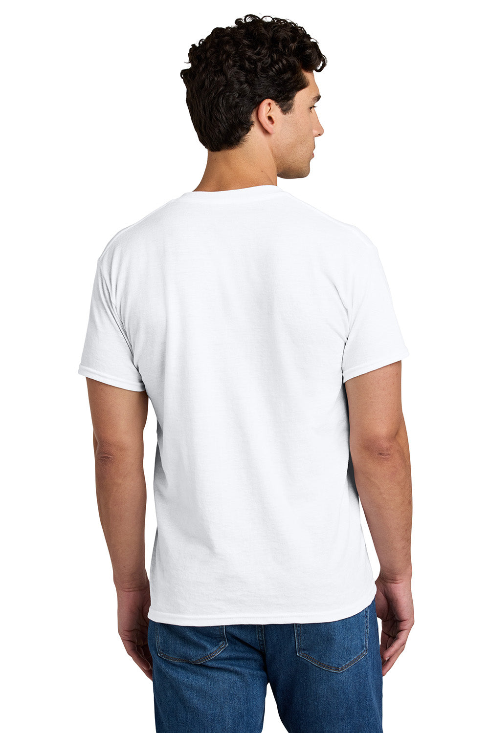 Gildan 8300/G830 Mens DryBlend Moisture Wicking Short Sleeve Crewneck T-Shirt w/ Pocket White Model Back