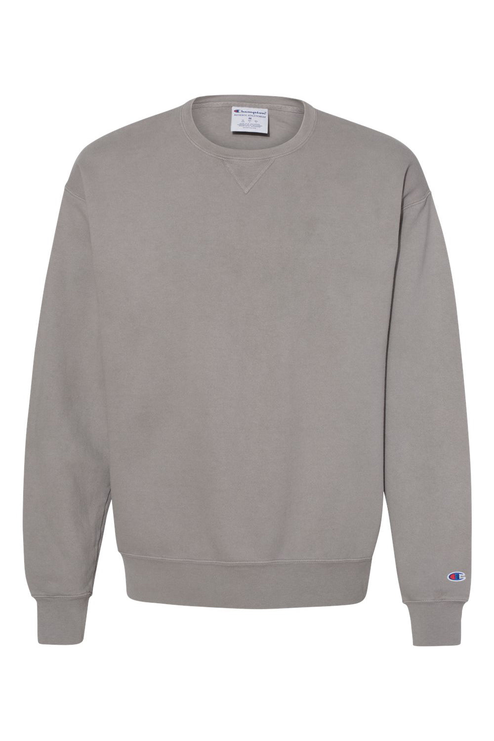 Champion CD400 Mens Garment Dyed Crewneck Sweatshirt Concrete Grey Flat Front