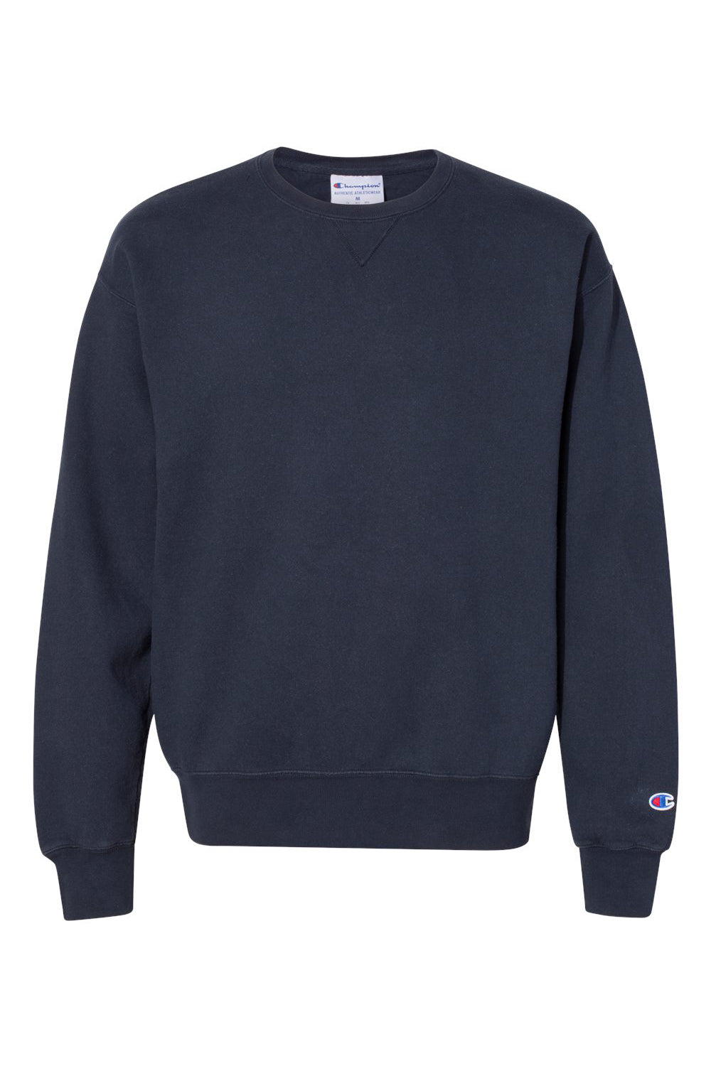 Champion CD400 Mens Garment Dyed Crewneck Sweatshirt Navy Blue Flat Front