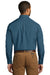 Port Authority W100/TW100 Mens Carefree Stain Resistant Long Sleeve Button Down Shirt w/ Pocket Dusty Blue Model Back