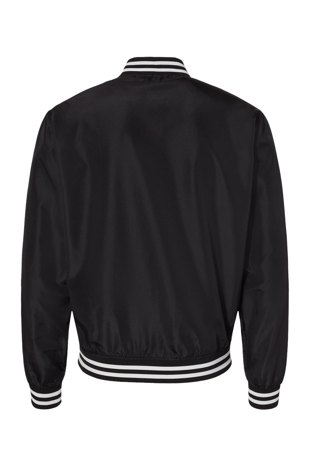 Independent Trading Co. EXP52BMR Mens Full Zip Bomber Jacket Black/White Flat Back