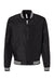 Independent Trading Co. EXP52BMR Mens Full Zip Bomber Jacket Black/White Flat Front