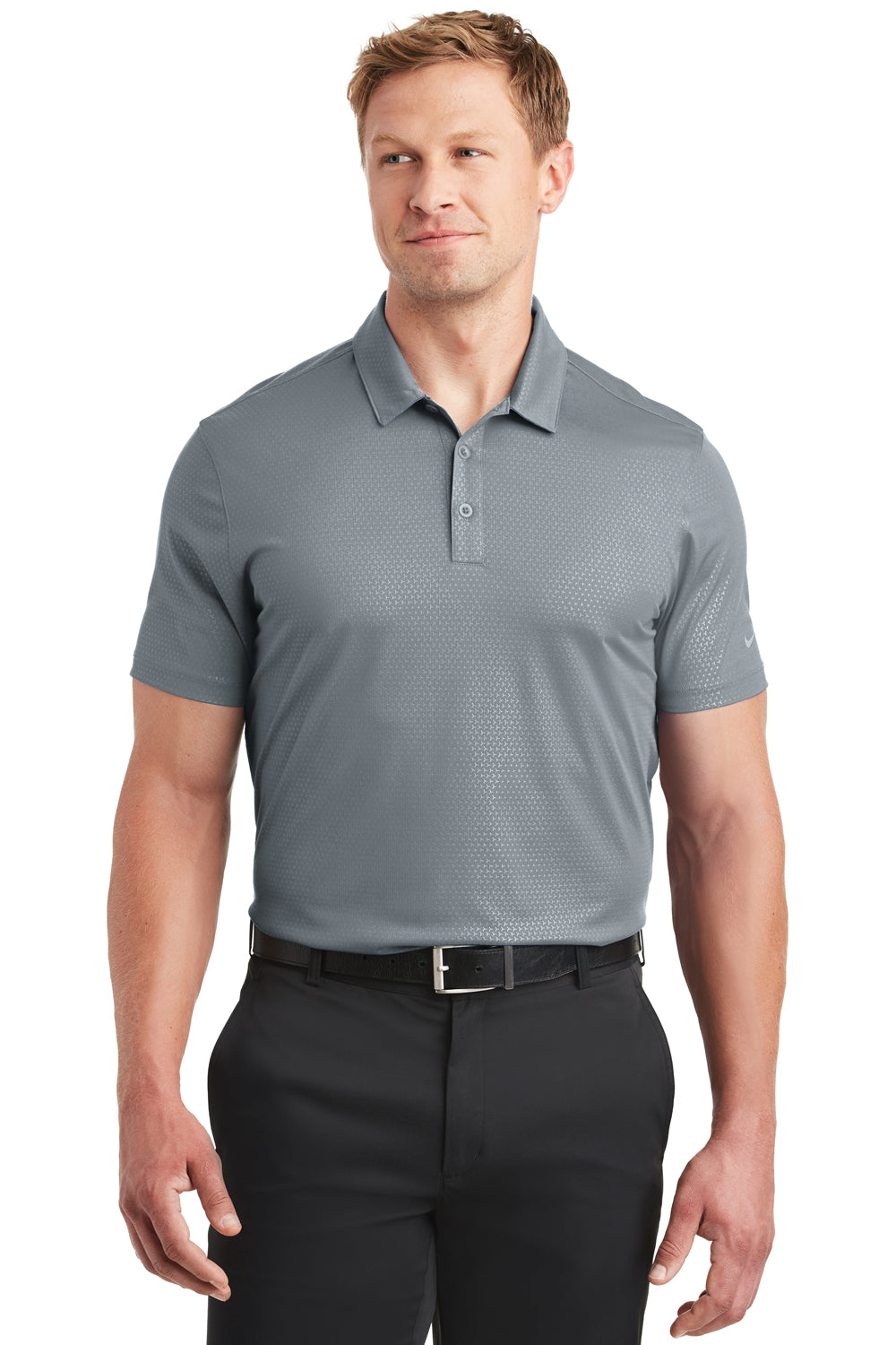 Nike 838964 Mens Dri-Fit Moisture Wicking Short Sleeve Polo Shirt Cool Grey Model Front