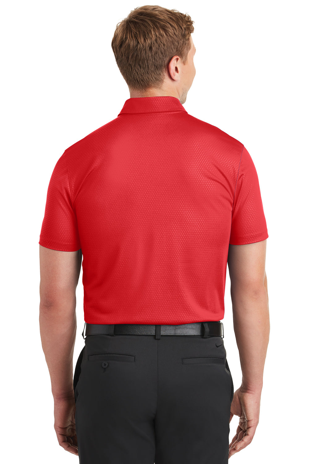 Nike 838964 Mens Dri-Fit Moisture Wicking Short Sleeve Polo Shirt University Red Model Back