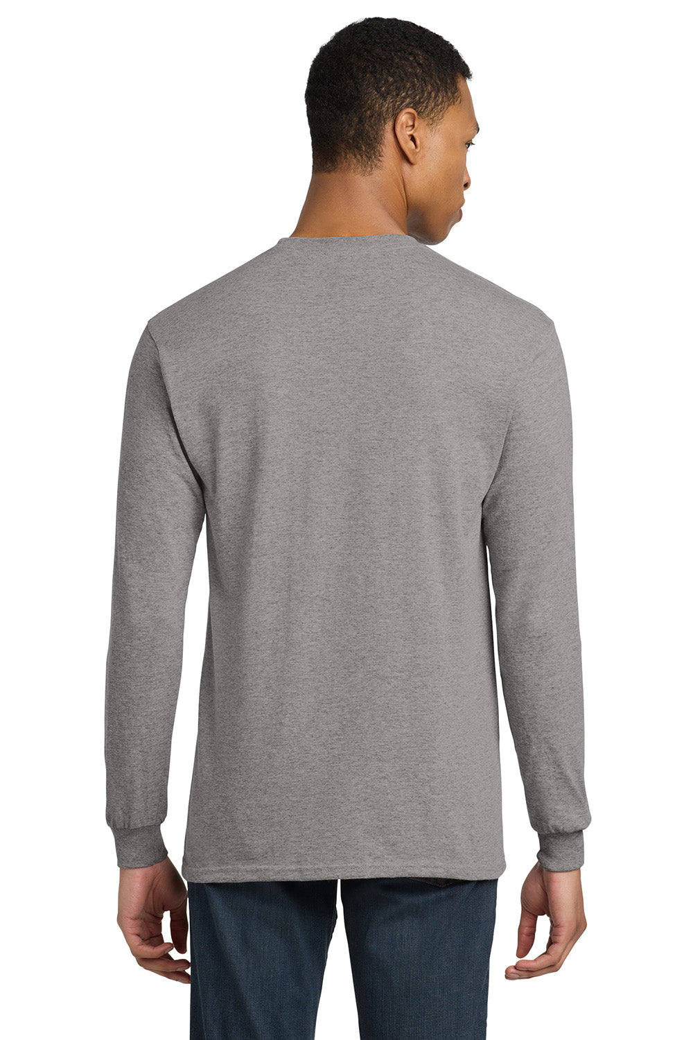 Gildan 8400/G840 Mens DryBlend Moisture Wicking Long Sleeve Crewneck T-Shirt Sport Grey Model Back