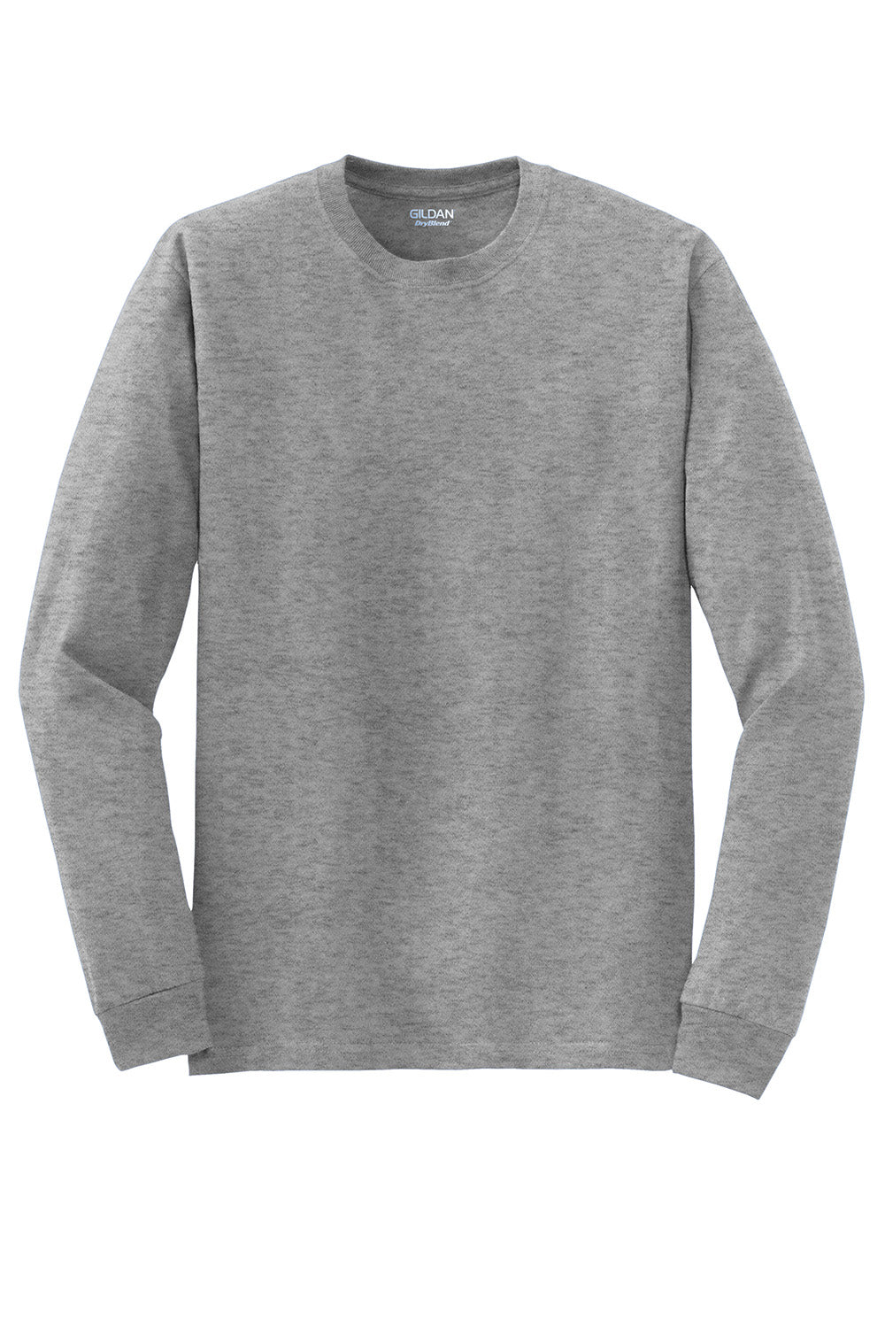 Gildan 8400/G840 Mens DryBlend Moisture Wicking Long Sleeve Crewneck T-Shirt Heather Graphite Grey Flat Front