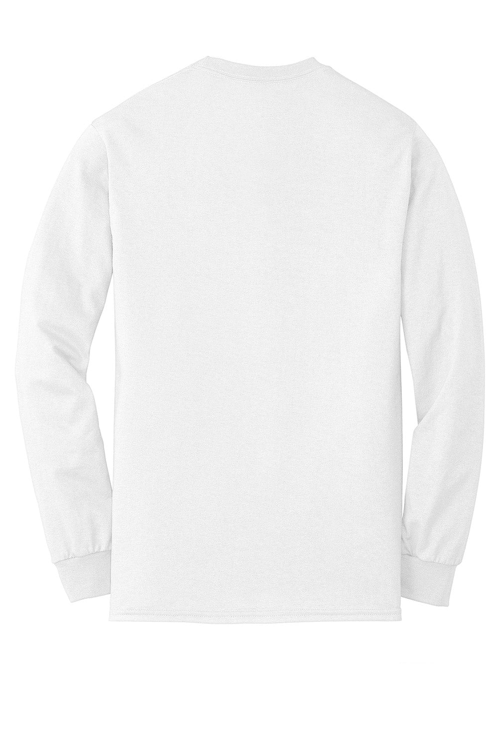 Gildan 8400/G840 Mens DryBlend Moisture Wicking Long Sleeve Crewneck T-Shirt White Flat Back