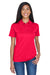 UltraClub 8404 Womens Cool & Dry Moisture Wicking Short Sleeve Polo Shirt Red Model Front