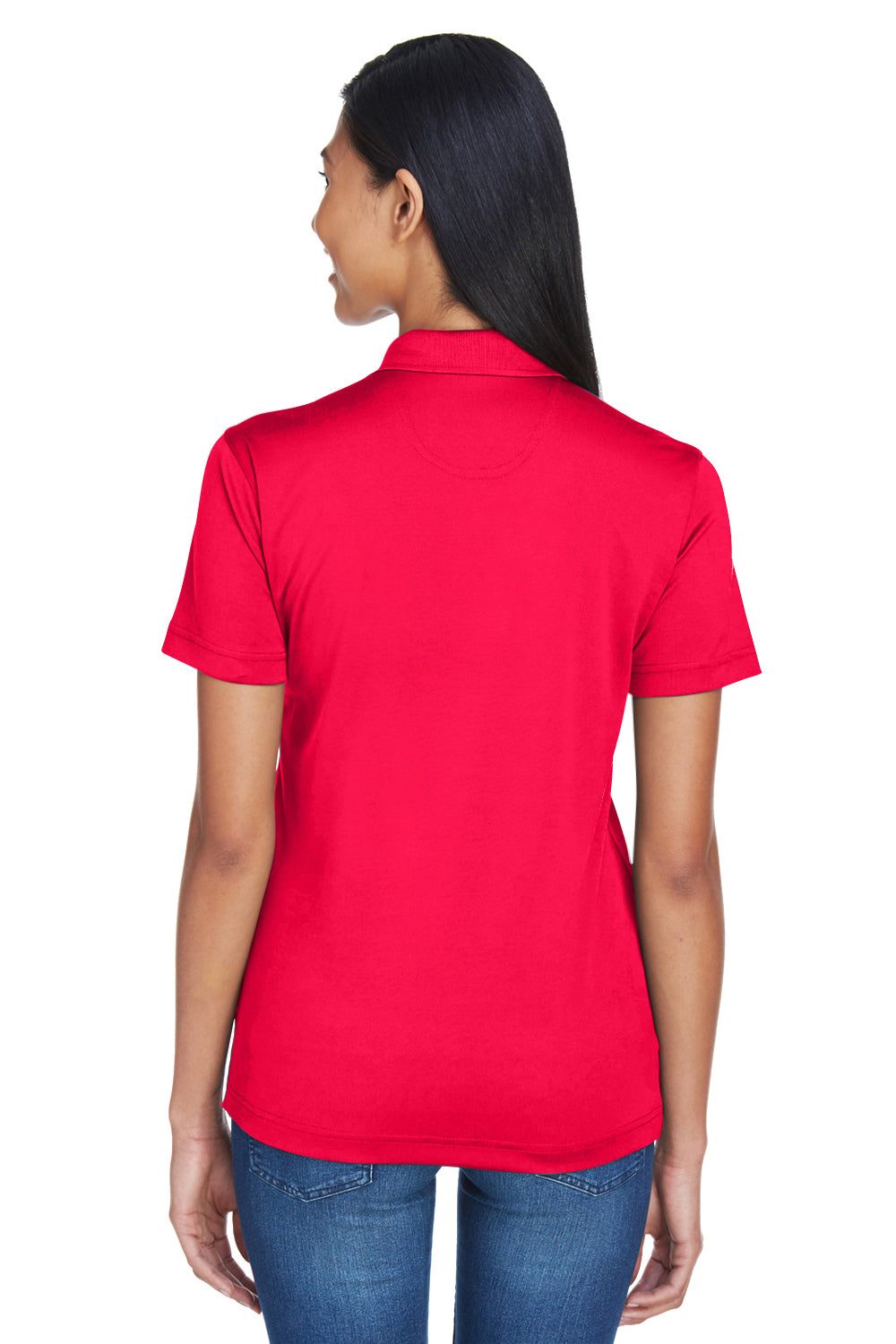 UltraClub 8404 Womens Cool & Dry Moisture Wicking Short Sleeve Polo Shirt Red Model Back