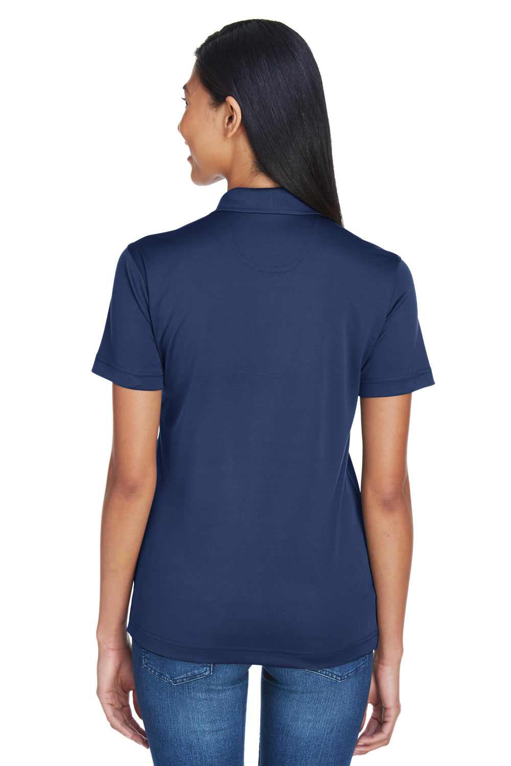 UltraClub 8404 Womens Cool & Dry Moisture Wicking Short Sleeve Polo Shirt Navy Blue Model Back