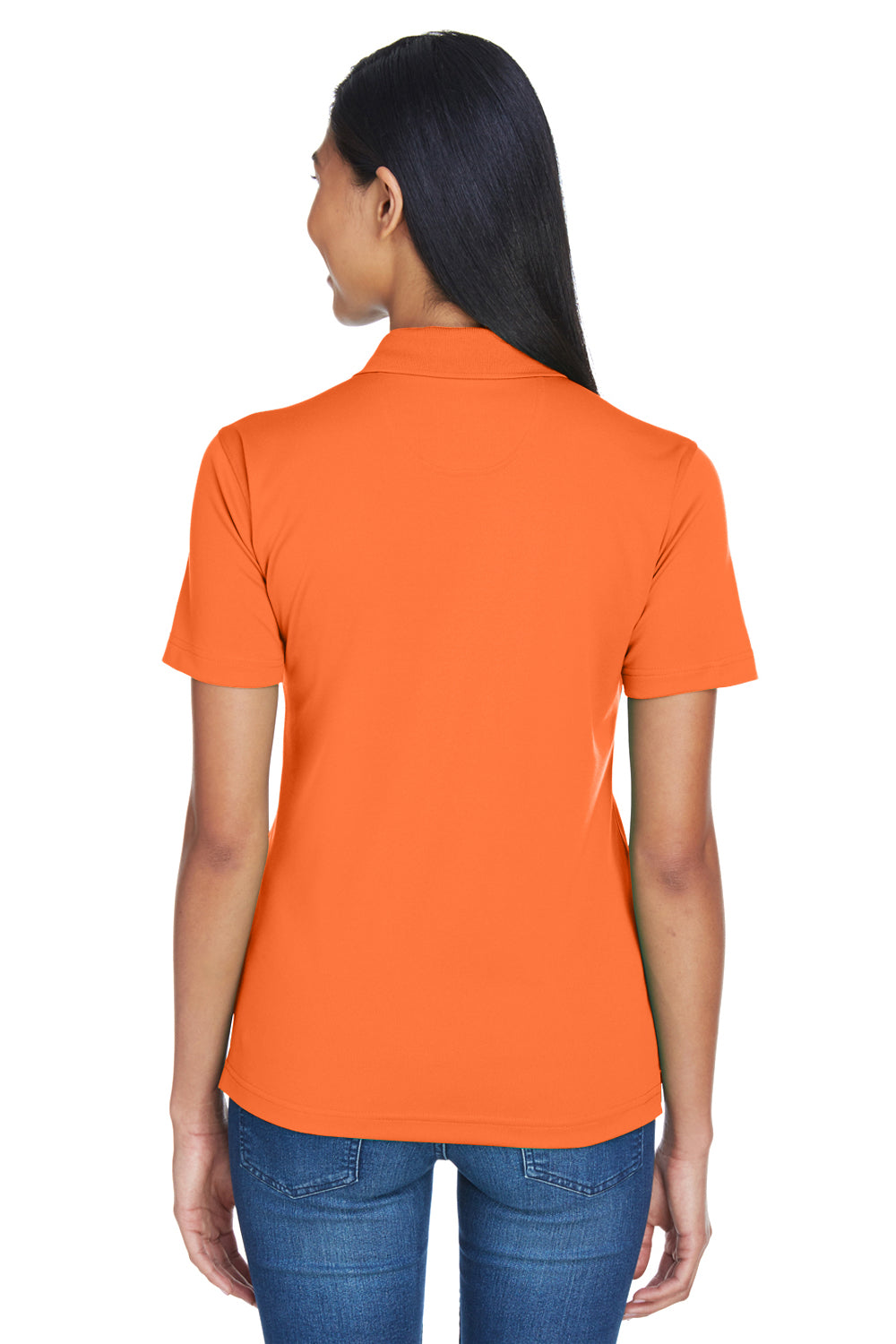 UltraClub 8404 Womens Cool & Dry Moisture Wicking Short Sleeve Polo Shirt Orange Model Back