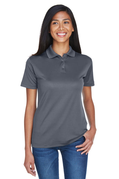 UltraClub 8404 Womens Cool & Dry Moisture Wicking Short Sleeve Polo Shirt Charcoal Grey Model Front