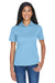 UltraClub 8404 Womens Cool & Dry Moisture Wicking Short Sleeve Polo Shirt Columbia Blue Model Front