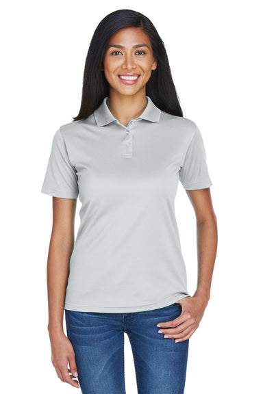 UltraClub 8404 Womens Cool & Dry Moisture Wicking Short Sleeve Polo Shirt Grey Model Front