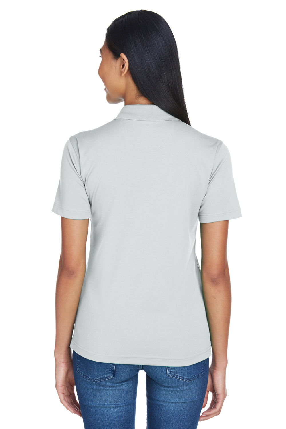 UltraClub 8404 Womens Cool & Dry Moisture Wicking Short Sleeve Polo Shirt Grey Model Back