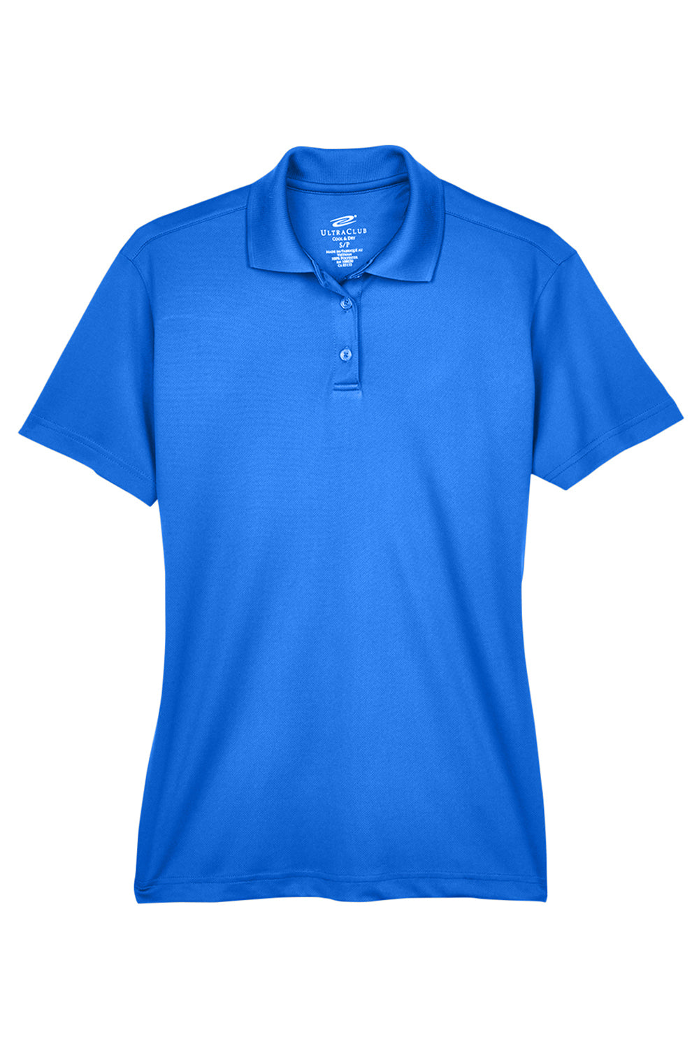 UltraClub 8404 Womens Cool & Dry Moisture Wicking Short Sleeve Polo Shirt Royal Blue Flat Front