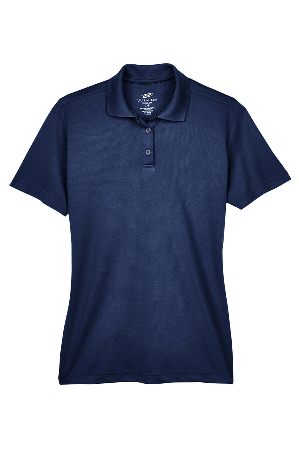 UltraClub 8404 Womens Cool & Dry Moisture Wicking Short Sleeve Polo Shirt Navy Blue Flat Front