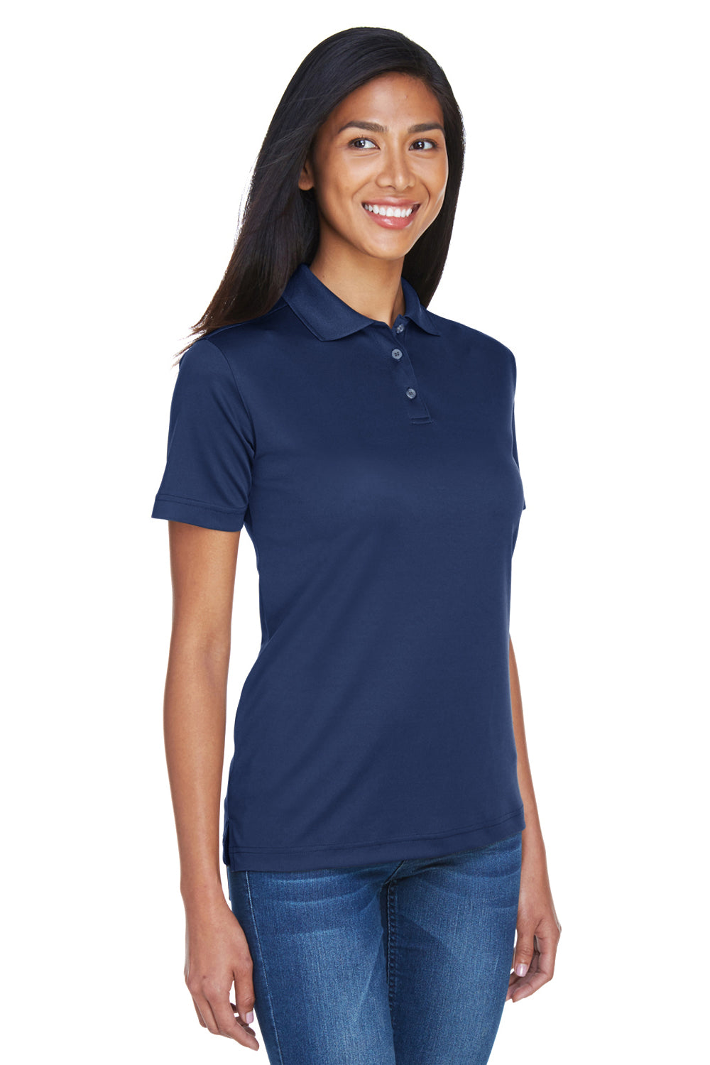 UltraClub 8404 Womens Cool & Dry Moisture Wicking Short Sleeve Polo Shirt Navy Blue Model 3q