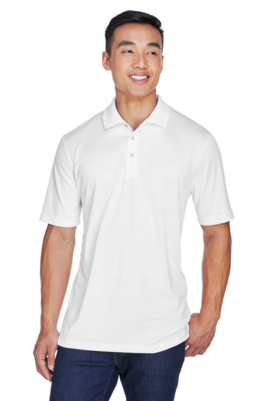 UltraClub 8405/8405T Mens Cool & Dry Moisture Wicking Short Sleeve Polo Shirt White Model Front