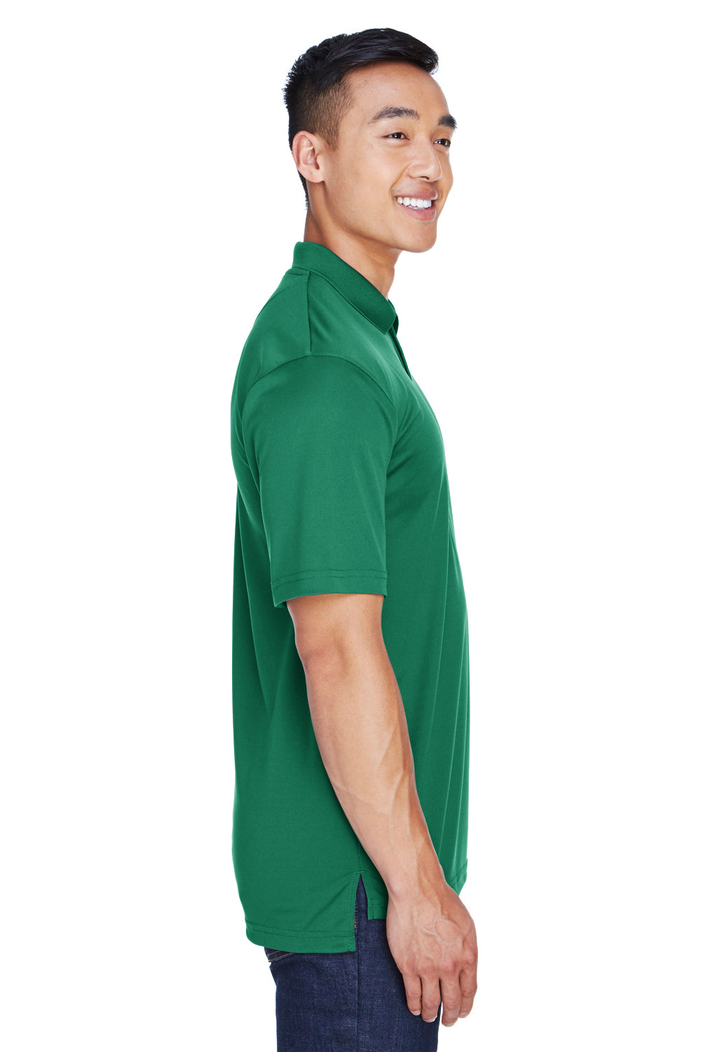 UltraClub 8405/8405T Mens Cool & Dry Moisture Wicking Short Sleeve Polo Shirt Forest Green Model Side