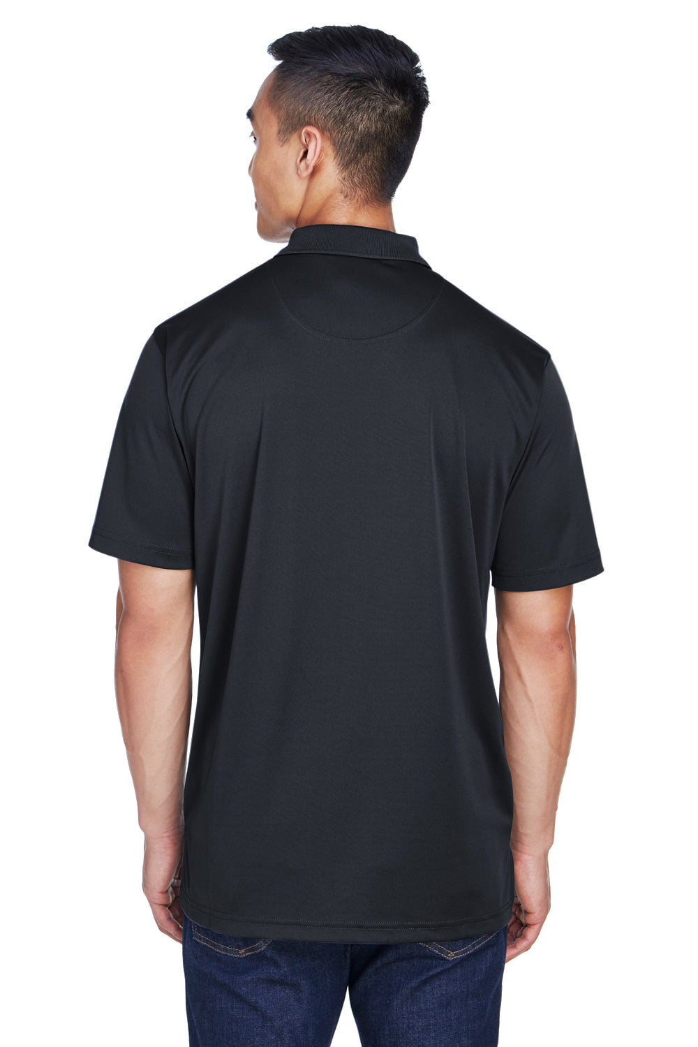 UltraClub 8405/8405T Mens Cool & Dry Moisture Wicking Short Sleeve Polo Shirt Black Model Back