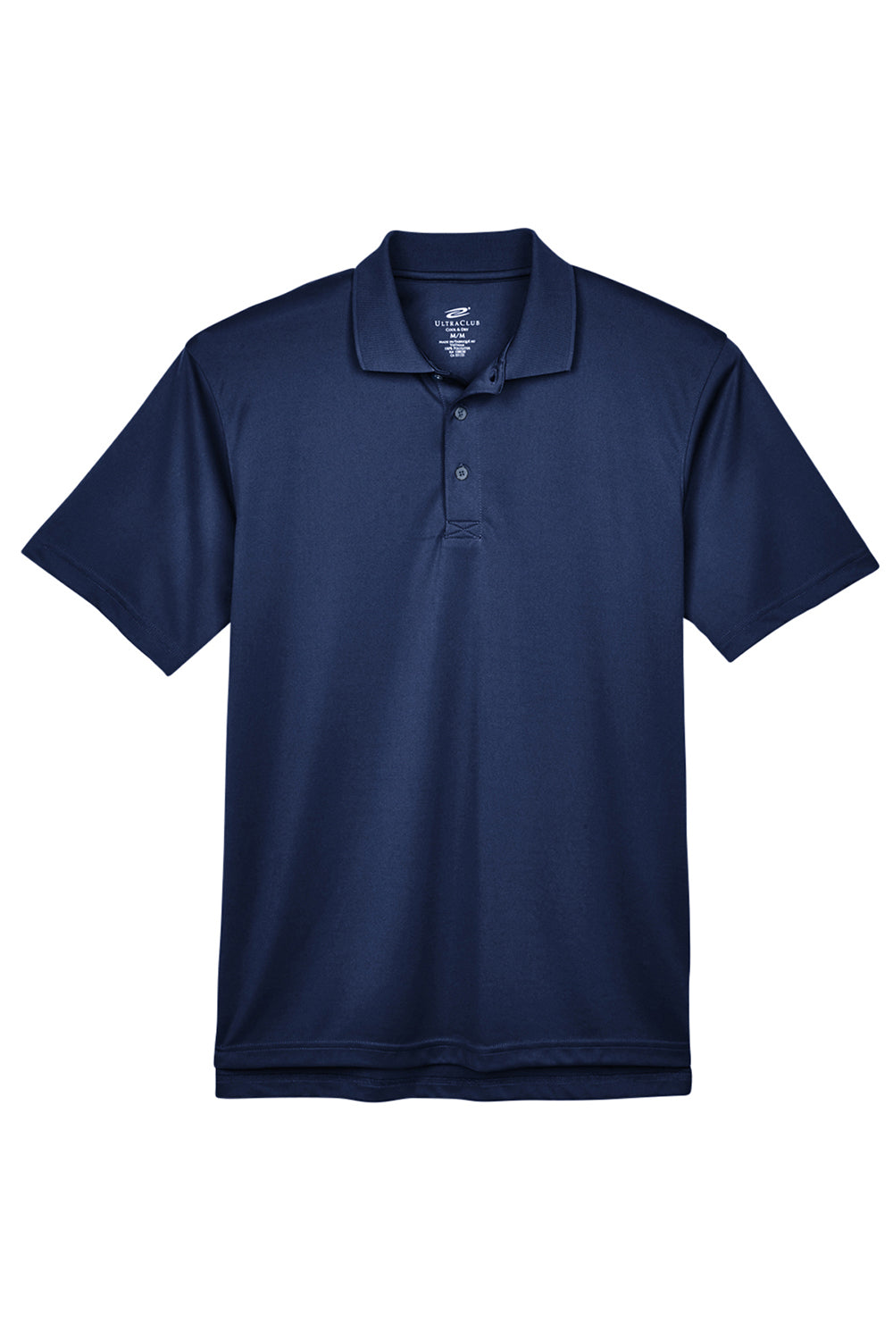 UltraClub 8405/8405T Mens Cool & Dry Moisture Wicking Short Sleeve Polo Shirt Navy Blue Flat Front