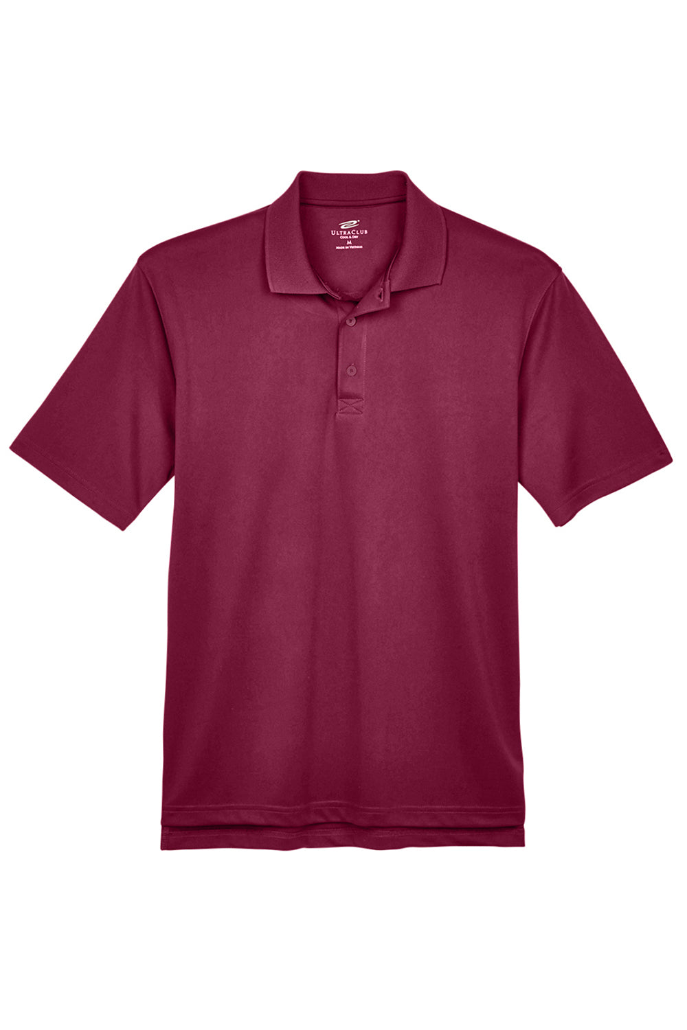 UltraClub 8405/8405T Mens Cool & Dry Moisture Wicking Short Sleeve Polo Shirt Maroon Flat Front