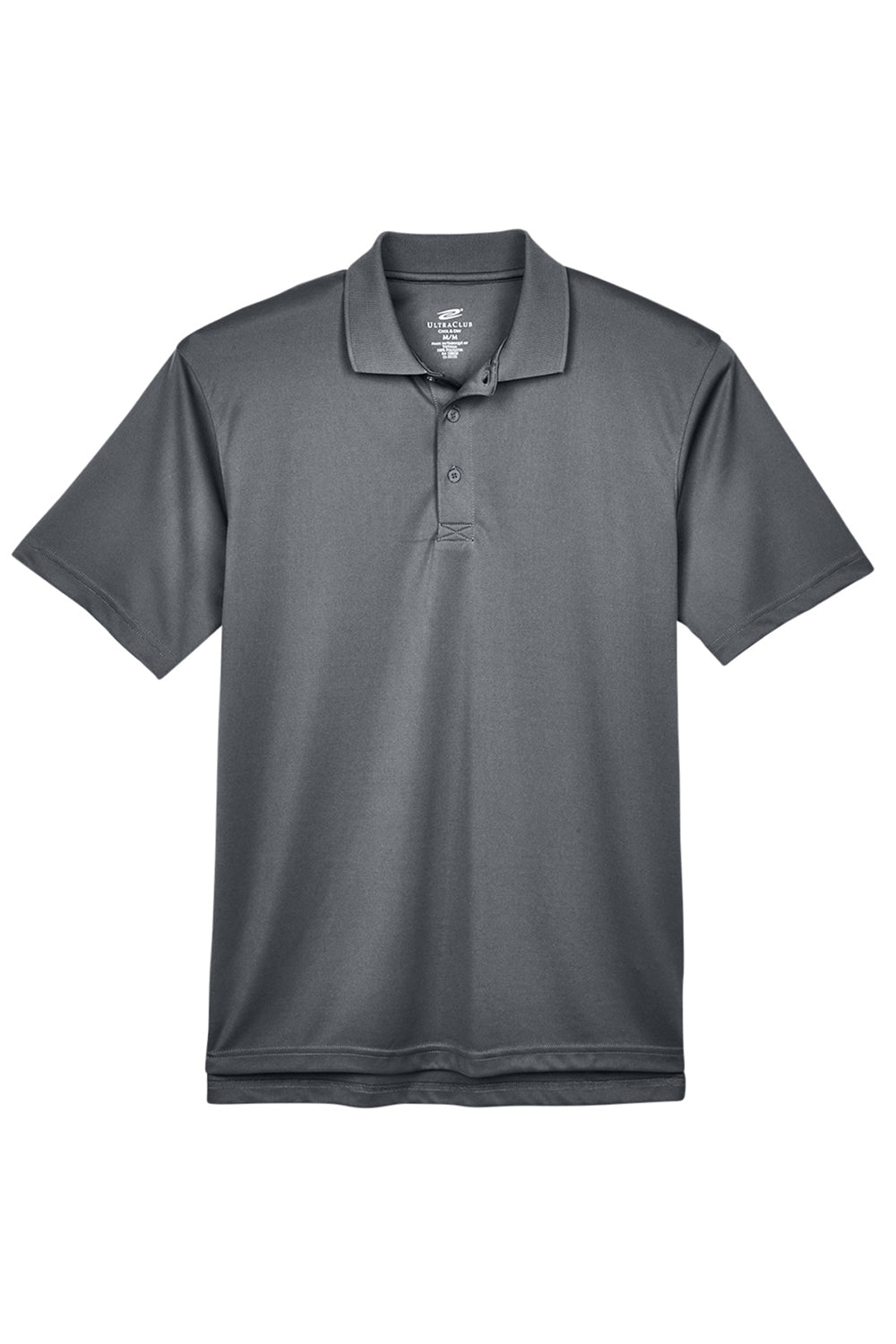 UltraClub 8405/8405T Mens Cool & Dry Moisture Wicking Short Sleeve Polo Shirt Charcoal Grey Flat Front