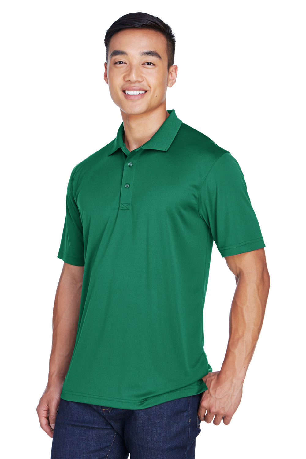 UltraClub 8405/8405T Mens Cool & Dry Moisture Wicking Short Sleeve Polo Shirt Forest Green Model 3q