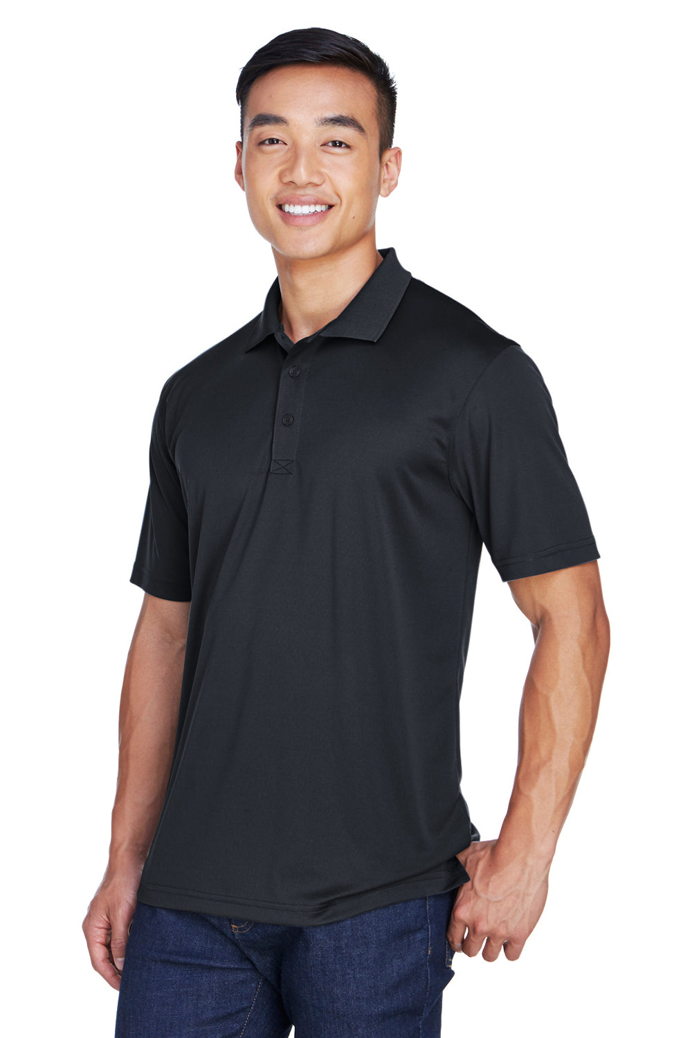 UltraClub 8405/8405T Mens Cool & Dry Moisture Wicking Short Sleeve Polo Shirt Black Model 3q