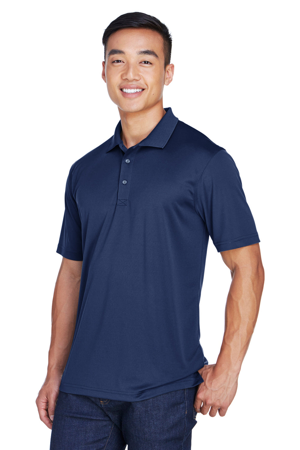 UltraClub 8405/8405T Mens Cool & Dry Moisture Wicking Short Sleeve Polo Shirt Navy Blue Model 3q