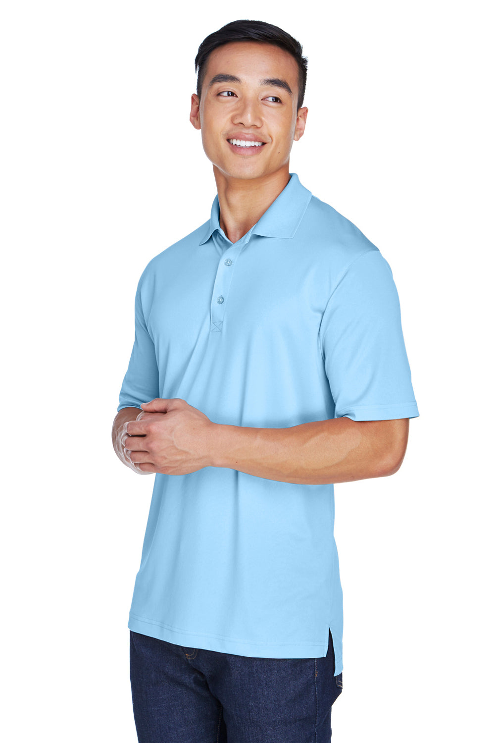 UltraClub 8405/8405T Mens Cool & Dry Moisture Wicking Short Sleeve Polo Shirt Columbia Blue Model 3q