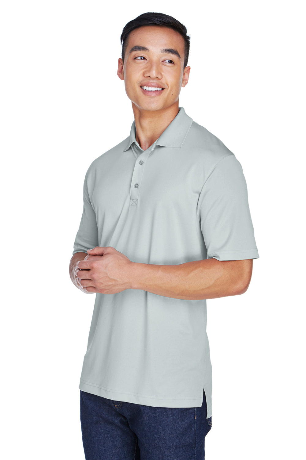 UltraClub 8405/8405T Mens Cool & Dry Moisture Wicking Short Sleeve Polo Shirt Grey Model 3q