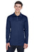 UltraClub 8405LS Mens Cool & Dry Moisture Wicking Long Sleeve Polo Shirt Navy Blue Model Front