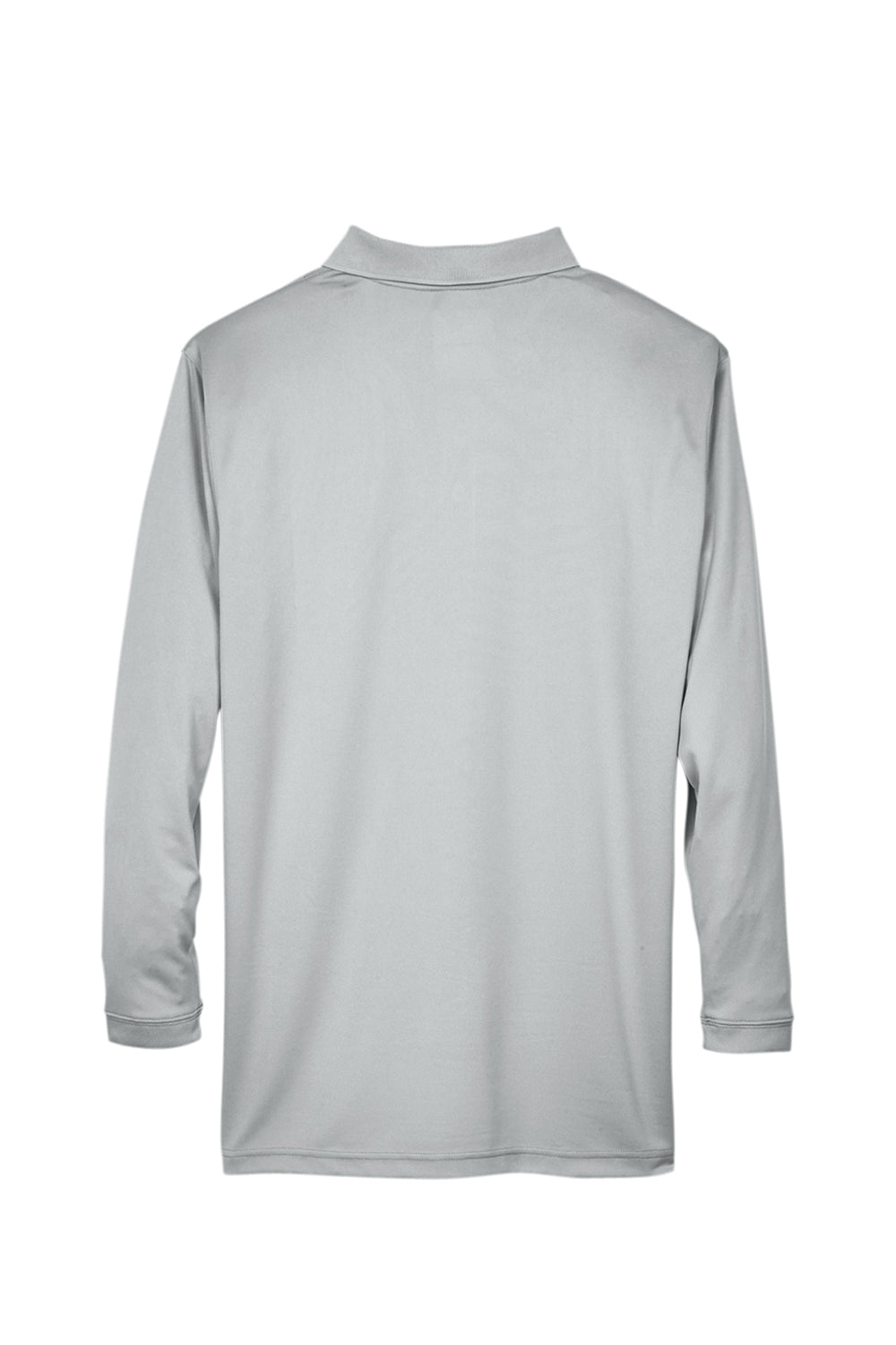 UltraClub 8405LS Mens Cool & Dry Moisture Wicking Long Sleeve Polo Shirt Grey Flat Back