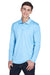 UltraClub 8405LS Mens Cool & Dry Moisture Wicking Long Sleeve Polo Shirt Columbia Blue Model 3q