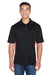 UltraClub 8406 Mens Cool & Dry Moisture Wicking Short Sleeve Polo Shirt Black/Red Model Front