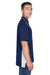 UltraClub 8406 Mens Cool & Dry Moisture Wicking Short Sleeve Polo Shirt Navy Blue/White Model Side