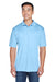 UltraClub 8406 Mens Cool & Dry Moisture Wicking Short Sleeve Polo Shirt Columbia Blue/White Model Front