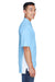 UltraClub 8406 Mens Cool & Dry Moisture Wicking Short Sleeve Polo Shirt Columbia Blue/White Model Side